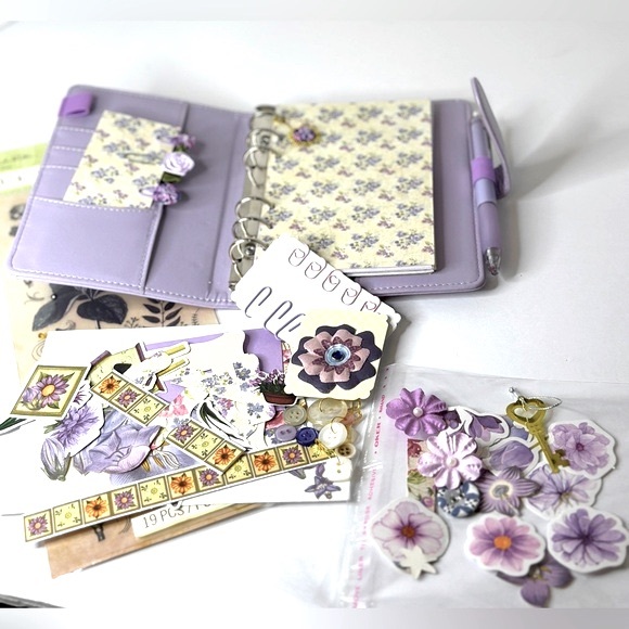 Hand Crafted Journal/ Planner/ Junk Journal - Handmade, Lavender Floral - Picture 5 of 8